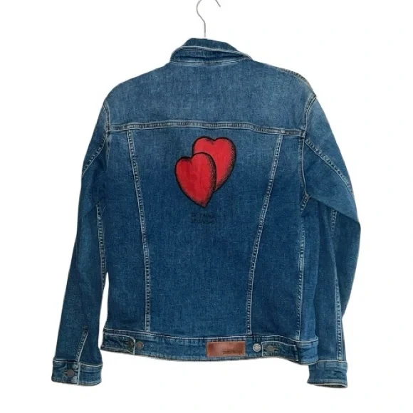 Zadig & Voltaire “Kase Heart” Denim Jacket Medium Blue Size M NWOT - Picture 3 of 14